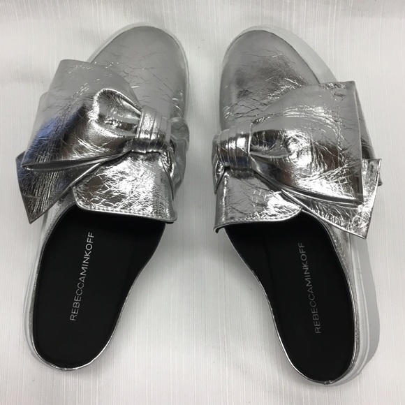 REBECCA MINKOFF New Silver Slide On Shoes - Picture 2 of 7